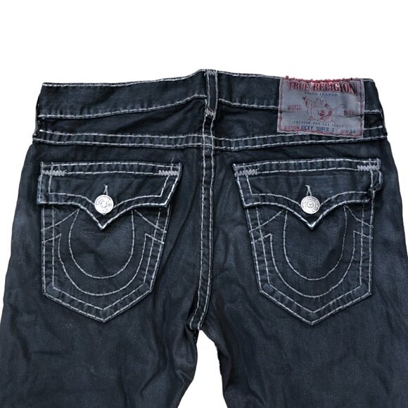 Vintage True Religion Jeans Size 36 RICKY SUPER T Wax Coated Denim - Picture 7 of 8